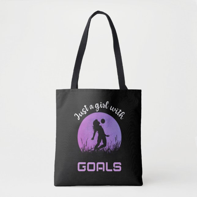 Bolsa Tote Uma garota com objetivos futebol bonito (Frente)