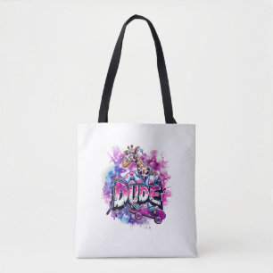 Bolsa Tote Uma Girafa Vestindo Pijamas E Andando De skate