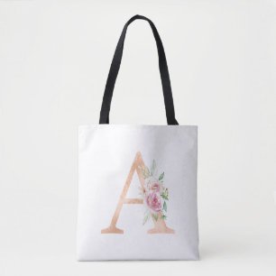 Bolsa Tote Uma letra floral projetada para o saco