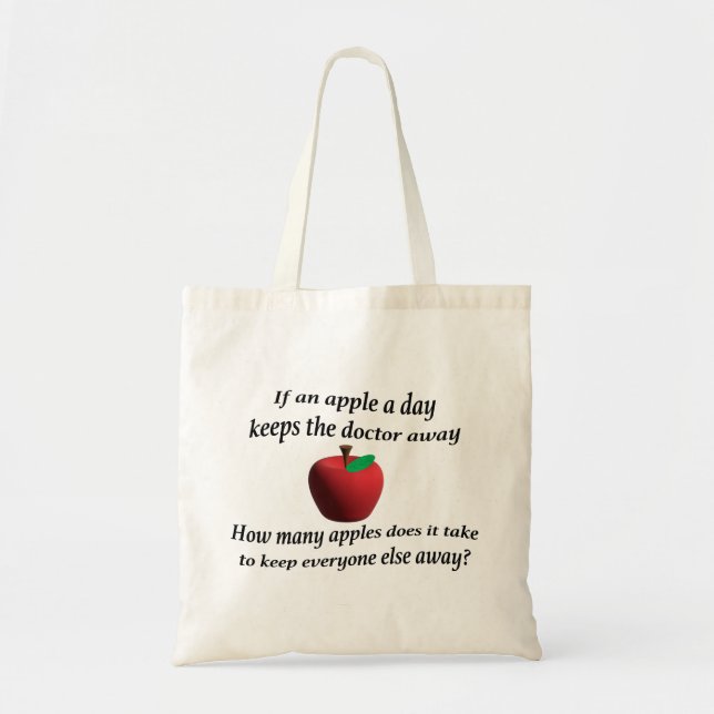 Bolsa Tote Uma maçã por dia mantém o médico longe (Frente)