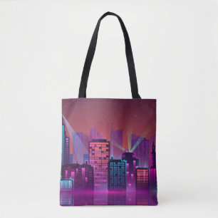 Bolsa Tote Uma paisagem urbana colorida e brilhante. ilustra