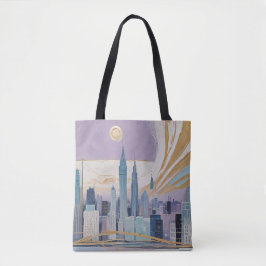 Bolsa Tote Uma Paisagem Urbana Lunar