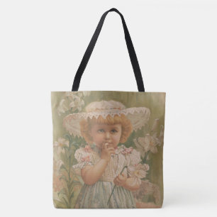 Bolsa Tote "Uma Páscoa em Flor" Ilustração Vintage, cerca de