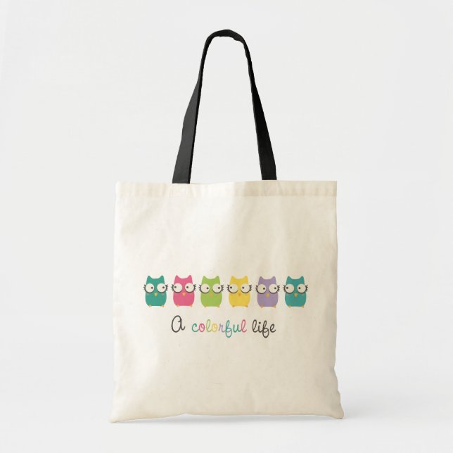 Bolsa Tote Uma vida colorida (horizontal com escrita (Frente)