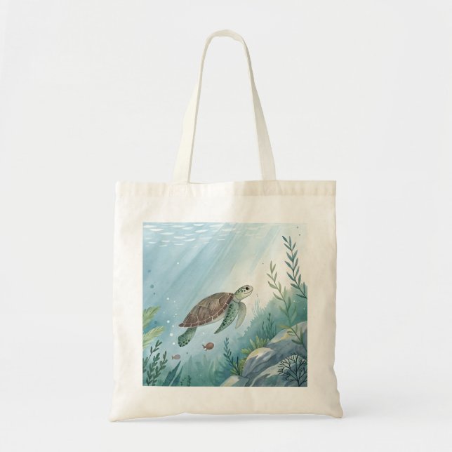 Bolsa Tote Underwater world with turtle (Frente)