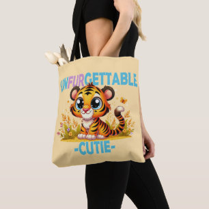 Bolsa Tote Unfurgettable Cutie, trocadilho. Cartoon Baby Tige