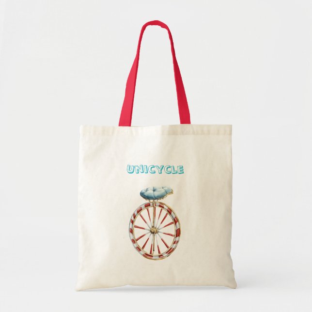 Bolsa Tote Uniciclo de Roda Vermelha Assento Azul (Frente)