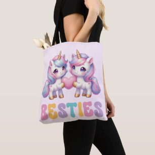 Bolsa Tote Unicorn Besties Melhores Amigos para Sempre