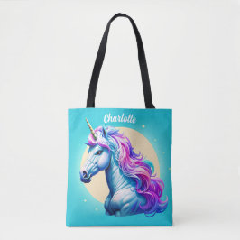 Bolsa Tote Unicorn Moonlight personalizável: seu nome em estr