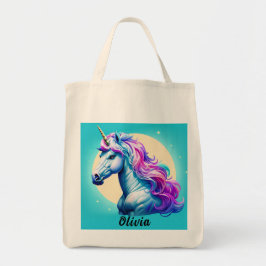 Bolsa Tote Unicorn Moonlight personalizável: seu nome em estr