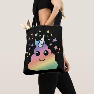 Bolsa Tote Unicorn Rainbow Poop Emoji Kawaii