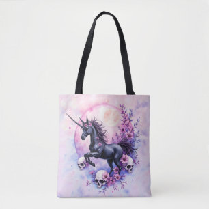 Bolsa Tote Unicórnio ao Luar Entre Rosas Esquecidas,