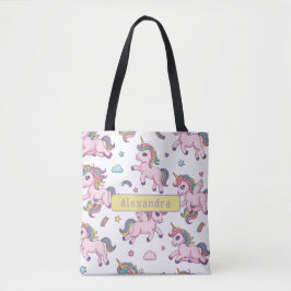 Bolsa Tote Unicórnio Arco-íris Fofo