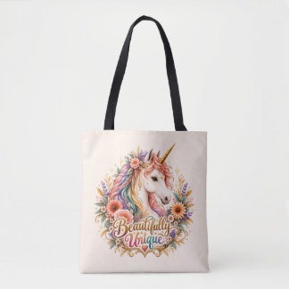 Bolsa Tote Unicórnio Boho Floral Misticamente Único e Belo