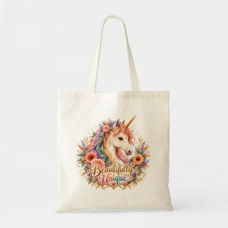Bolsa Tote Unicórnio Boho Floral Misticamente Único e Belo