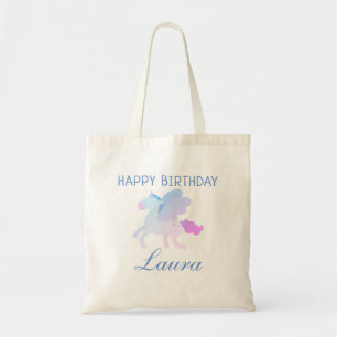 Bolsa Tote Unicórnio bonito personalizado do Pastel do feliz