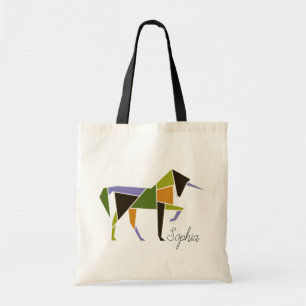 Bolsa Tote Unicórnio colorido - Tangram elegante abstrato
