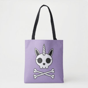 Bolsa Tote Unicórnio Crânio e Crossbones