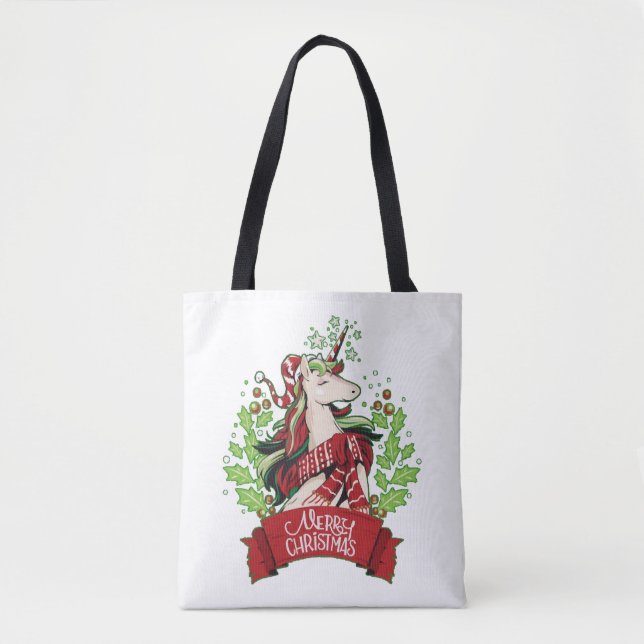 Bolsa Tote Unicórnio de Natal (Frente)