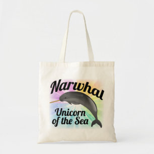 Bolsa Tote Unicórnio do mar, arco-íris bonito de Narwhal