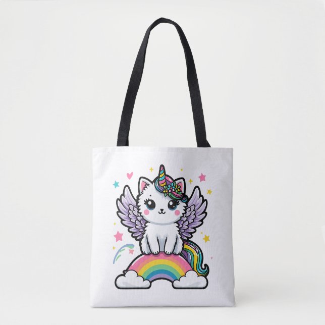 Bolsa Tote Unicórnio Encantado com Twinkle Cósmica (Frente)