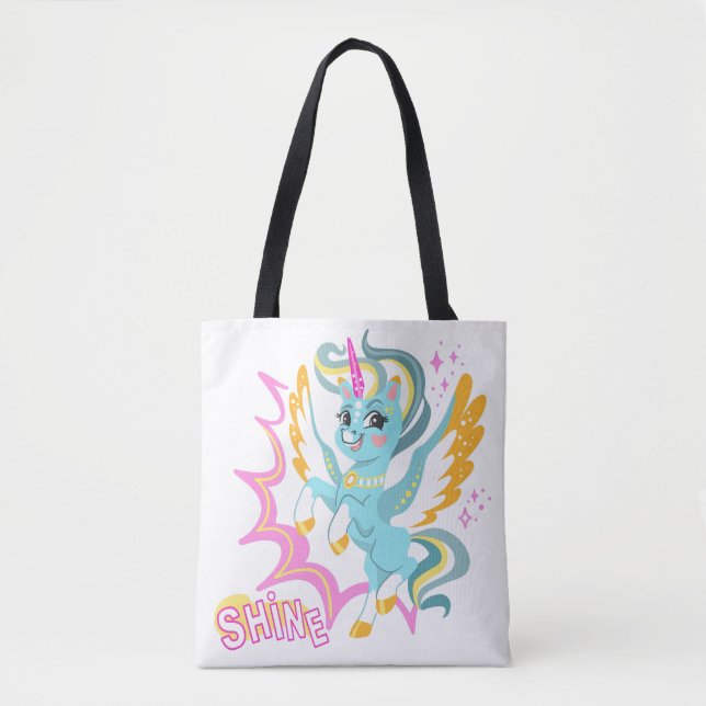 Bolsa Tote Unicórnio fofo e poderoso (Frente)