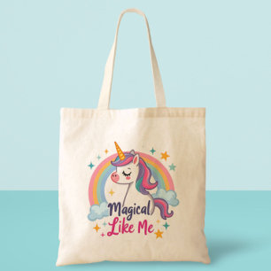 Bolsa Tote Unicórnio Gentil com Arco-íris