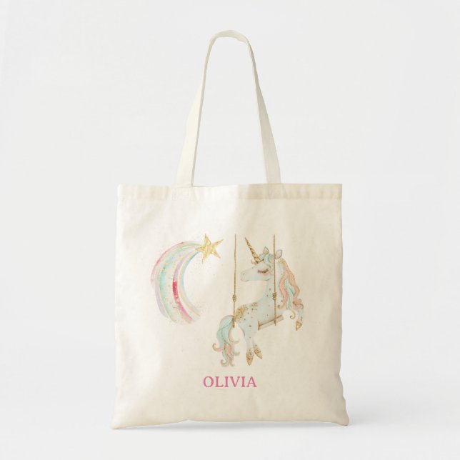 Bolsa Tote Unicórnio mágico no Ouro Swing (Frente)
