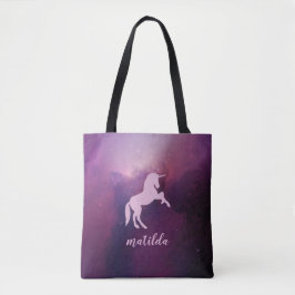 Bolsa Tote unicórnio mágico roxo e fofo