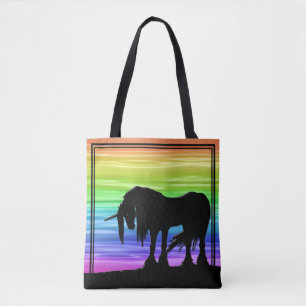Bolsa Tote Unicórnio místico (arco-íris aquoso)