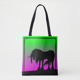 Bolsa Tote Unicórnio Místico (verde/rosa)