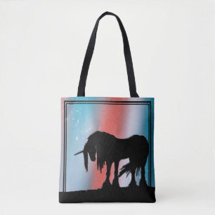 Bolsa Tote Unicórnio místico (vermelho e azul)