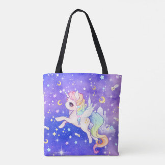 Bolsa Tote Unicórnio pastel bonito da galáxia