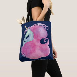Bolsa Tote Unicórnio Rosa bonito, Azul