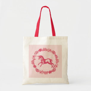 Bolsa Tote Unicórnio rosa e flores