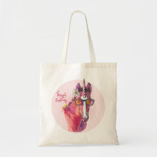 Bolsa Tote Unicórnio rosa para desenho manual