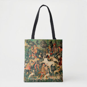 Bolsa Tote Unicórnio Tapestries Clássico Medieval Defende Caç