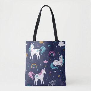 Bolsa Tote Unicórnios Rainbows: Bela Cartoon Sem Fios
