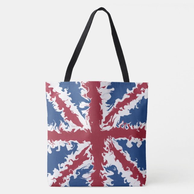 Bolsa Tote Union Jack Bag, UK Flag Liquid Art (Frente)