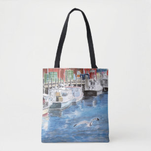 Bolsa Tote Union Wharf Portland, Maine Aquarela