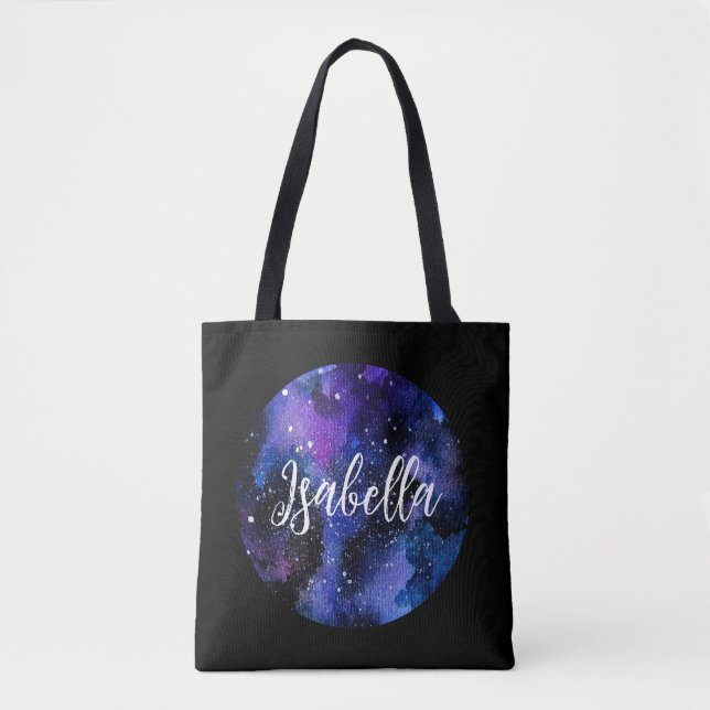 Bolsa Tote Universo Púrpura de Watercolor (Frente)