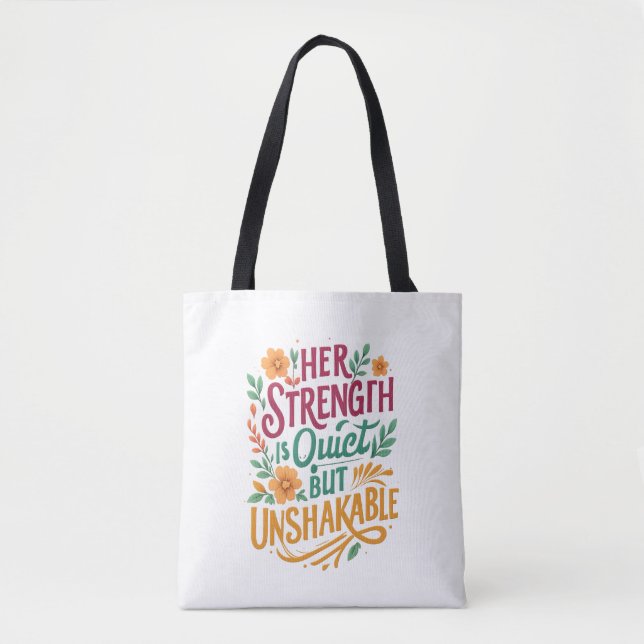 Bolsa Tote  Unshakable Strength – Empowering Quote for Women (Frente)