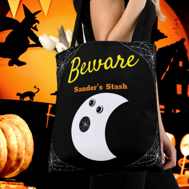 Bolsa Tote Urnas brancas de aranha e preto fantasma moderno g (Criador carregado)