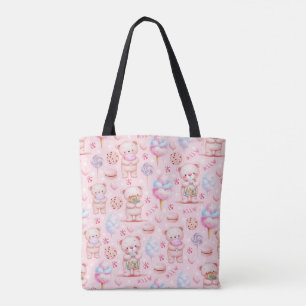 Bolsa Tote Ursa de Açúcar e Doces Padrão Sem Costura