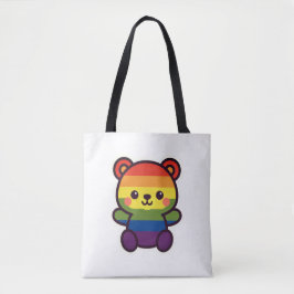 Bolsa Tote Ursinho Arco-Íris Kawaii - Uma Esmagada LGBTQ+ Org