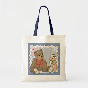 Bolsa Tote Ursinho de Natal da neve e coelho