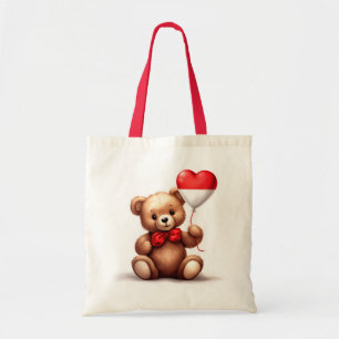 Bolsa Tote ursinho de peluche e balão com a bandeira de Mônac