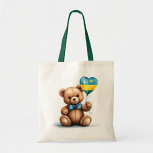 Bolsa Tote ursinho de peluche e balão com a bandeira do Ruand
