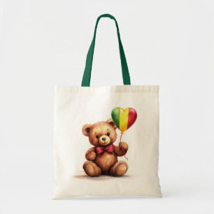 Bolsa Tote ursinho de peluche e balão com a bandeira maliana.