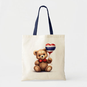 Bolsa Tote ursinho de peluche e balão com a bandeira tailande